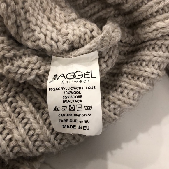 Aggel knitwear sweater wool alpaca beige SZ L bell sleeves cowl  neck - Picture 8 of 9